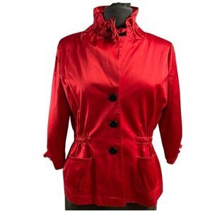 JOSEPHINE STUDIO Womens Satin LIGHTWEIGHT Cardigan Jacket Blouse  Red Size 6P